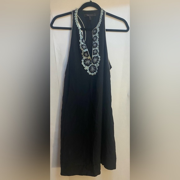 BCBG MAXAZRIA Silk Embellished Beaded Lined V Neck Racerback Dress w/pockets Sm - Picture 2 of 10